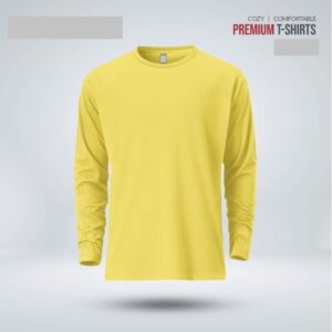 Mens Premium Blank Full Sleeve T-Shirt - Yellow